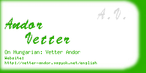 andor vetter business card